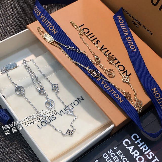 Louis Vuitton新款飾品 路易威登四葉草光面項鏈 LV多花鏤空鎖骨鏈  zglv1857